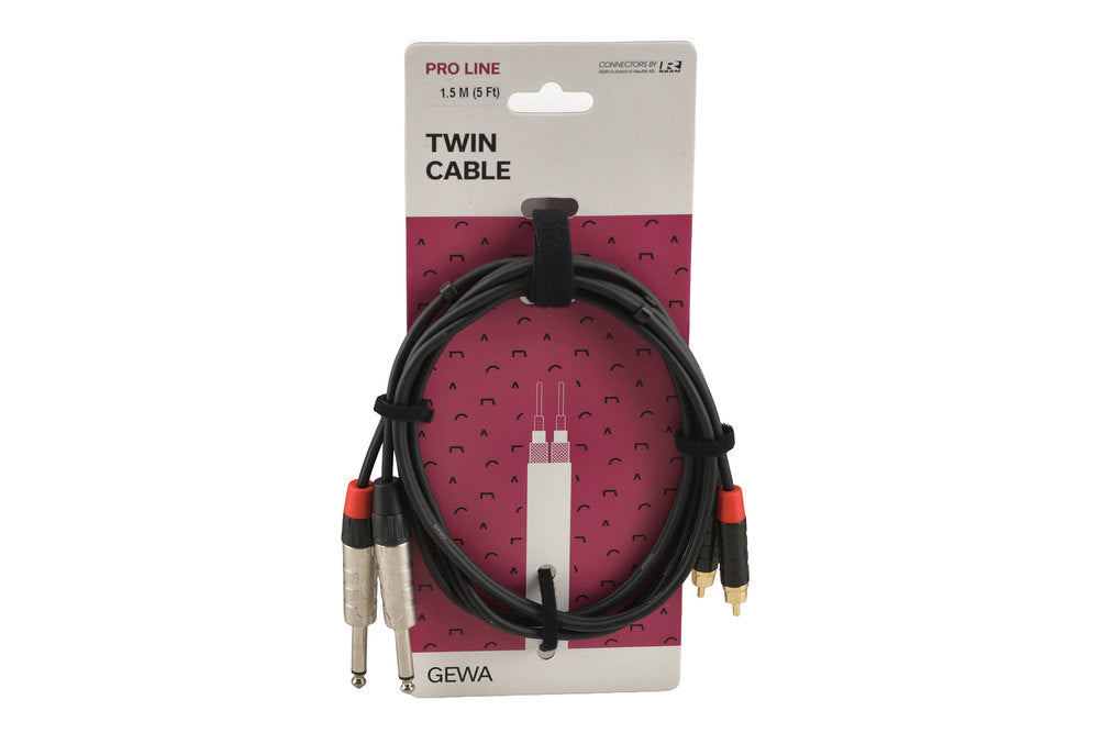 GEWA Pro Line dobbelkabel 1,5 m, 2 x jack til 2 x cinch