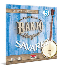 Savarez BN80M Bluegrass strenger til 5-strengers banjo, medium