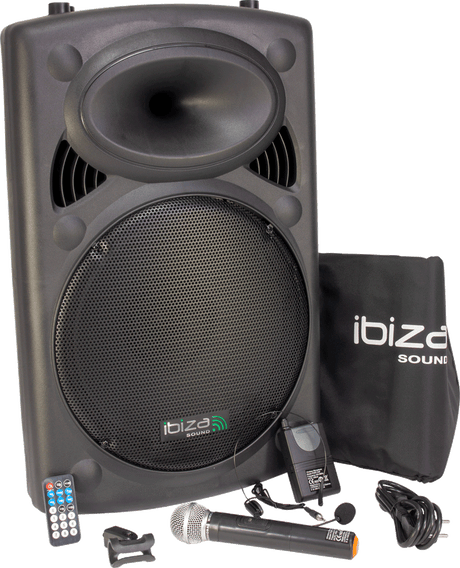 Ibiza bærbar høyttaler med 15" bass (svart, 800W)