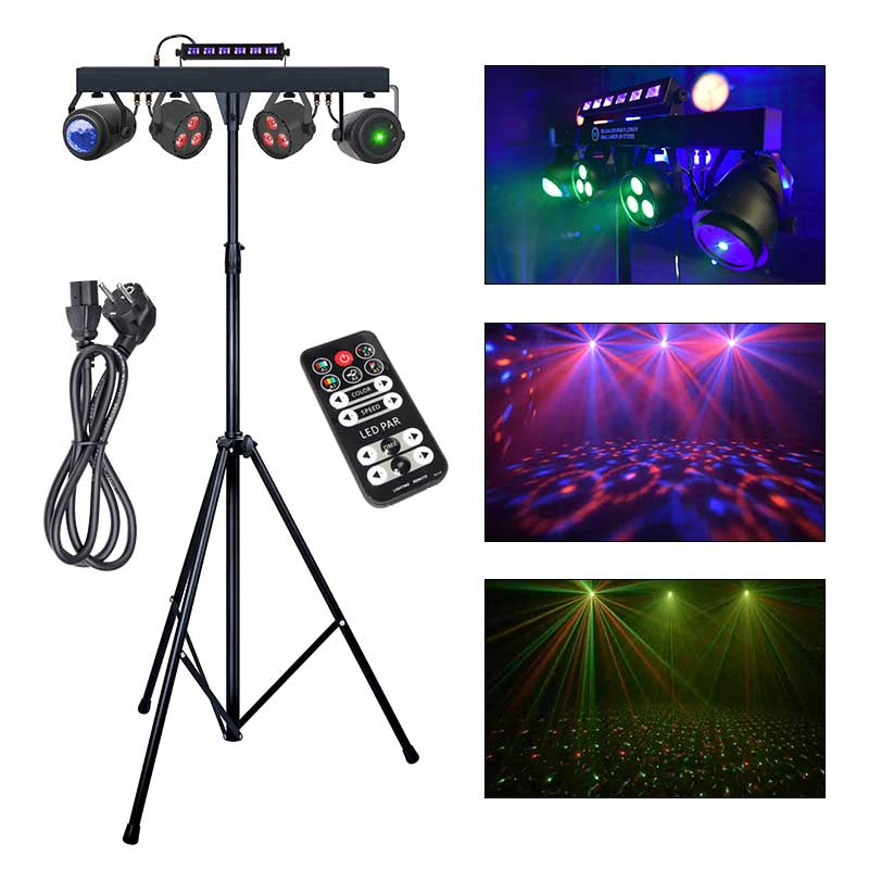 LIGHT4ME T-BAR LED PAR BLOMSTERKUGLE LASER UV STROBE diskotekbelysning multieffekt