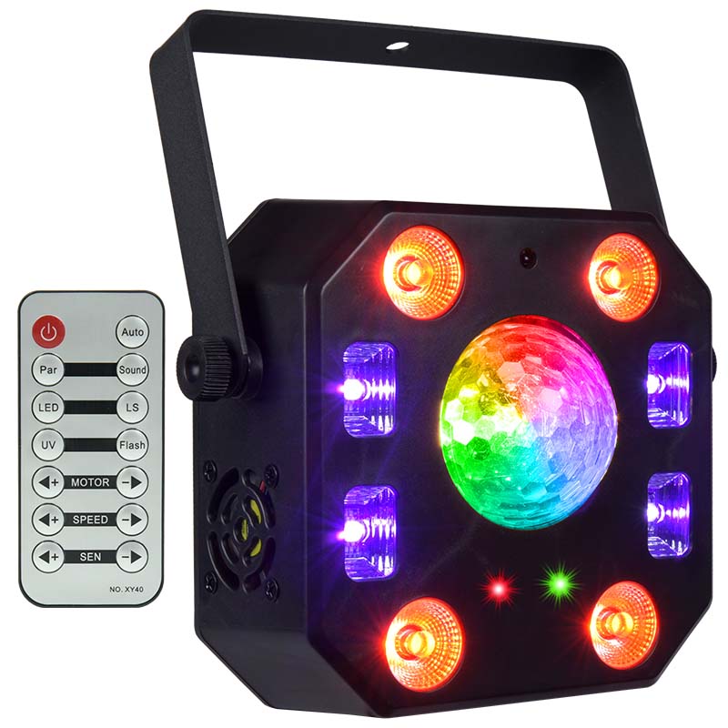 LIGHT4ME TURBO FLOWER diskoeffekt LED PAR UV-kugle laserstrobe