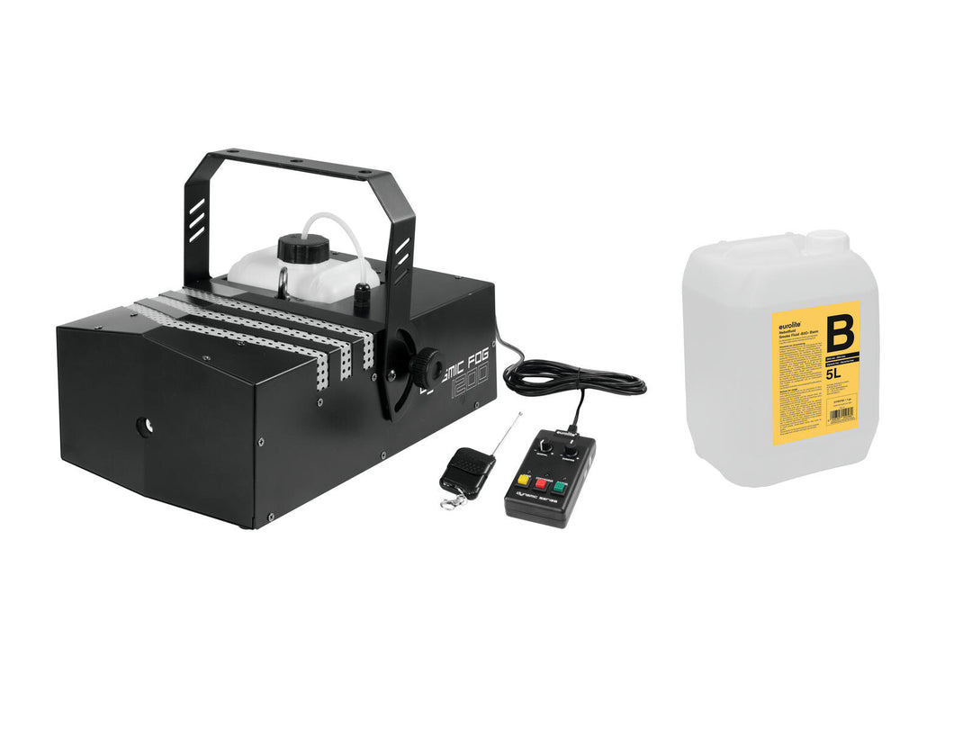 EUROLITE sett Dynamic Fog 1200 + røykvæske -B2D- 5l