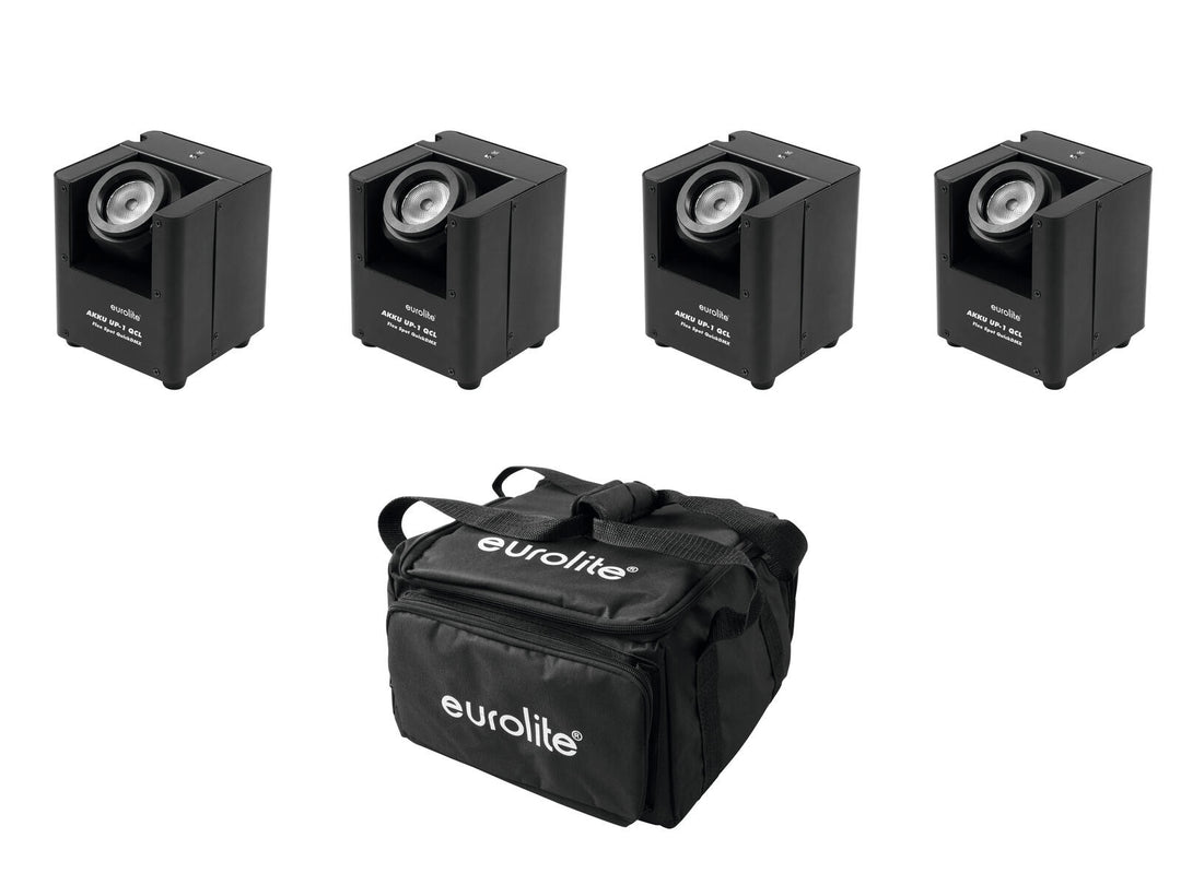 EUROLITE sett 4x AKKU UP-1 + SB-4 myk bag