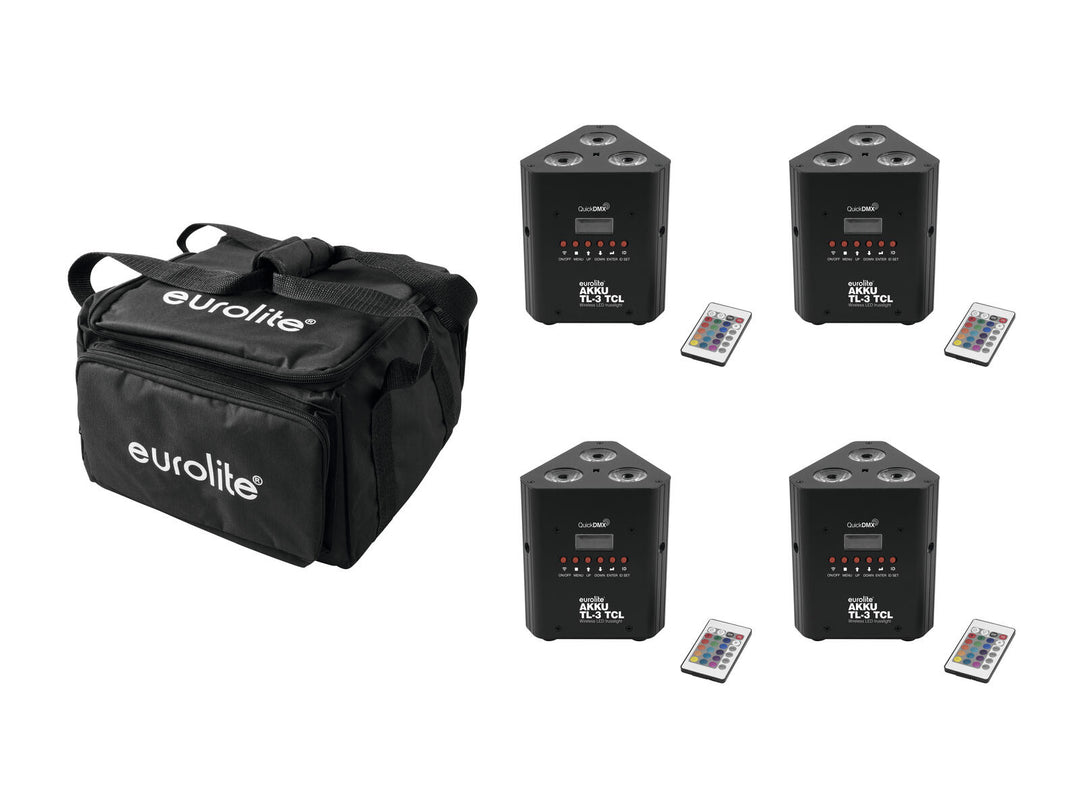 EUROLITE Set 4x AKKU TL-3 QuickDMX + Myk bag