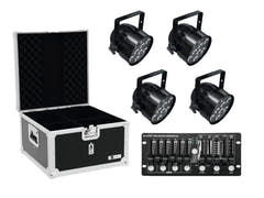 EUROLITE sett 4x LED PAR-56 HCL bk + etui + kontroller