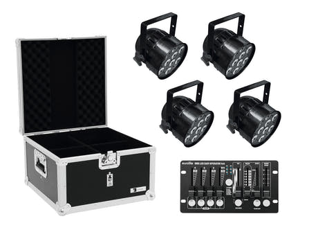 EUROLITE Set 4x LED PAR-56 QCL bk + koffert + kontroller