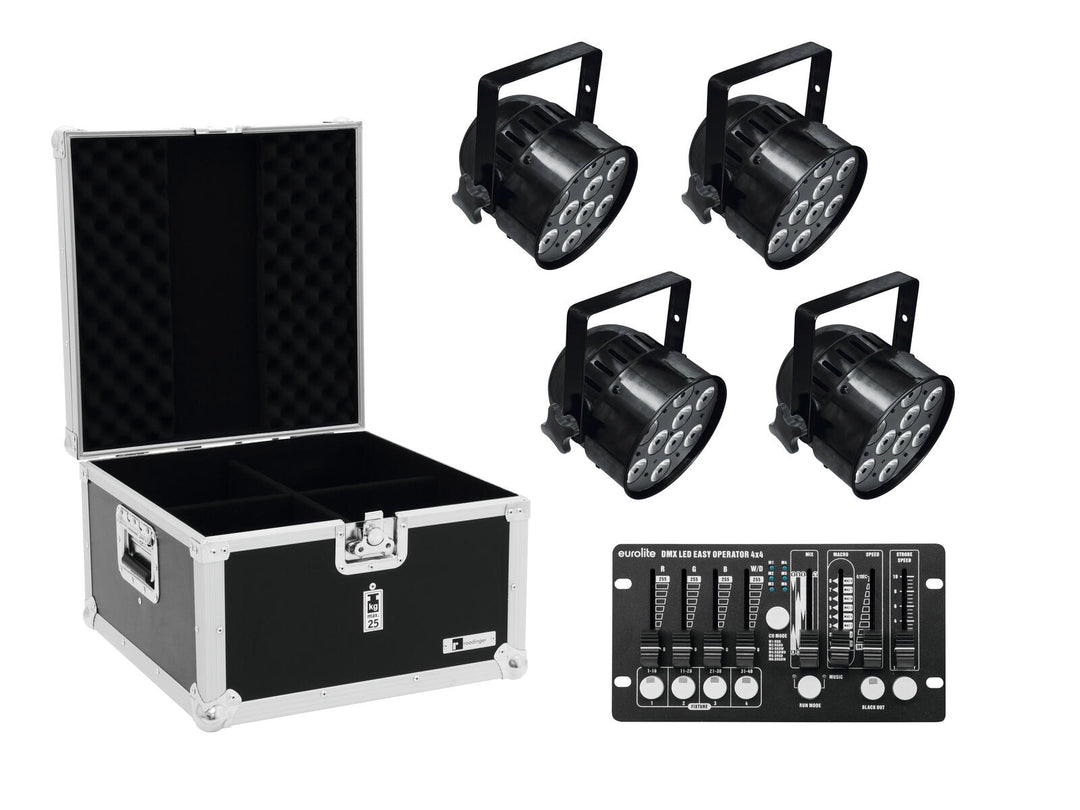 EUROLITE Set 4x LED PAR-56 QCL bk + koffert + kontroller