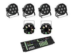 EUROLITE sett 4x LED SLS-7 HCL Floor + 2x LED FE-700 + DMX LED Color Chief-kontroller