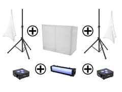 EUROLITE Set AKKU 2x Flat light 3 bk + Bar-6 + stativer