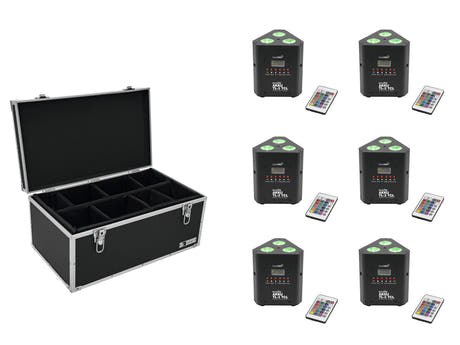EUROLITE Sett med 6x AKKU TL-3 TCL Trusslight QuickDMX + koffert TDV-1