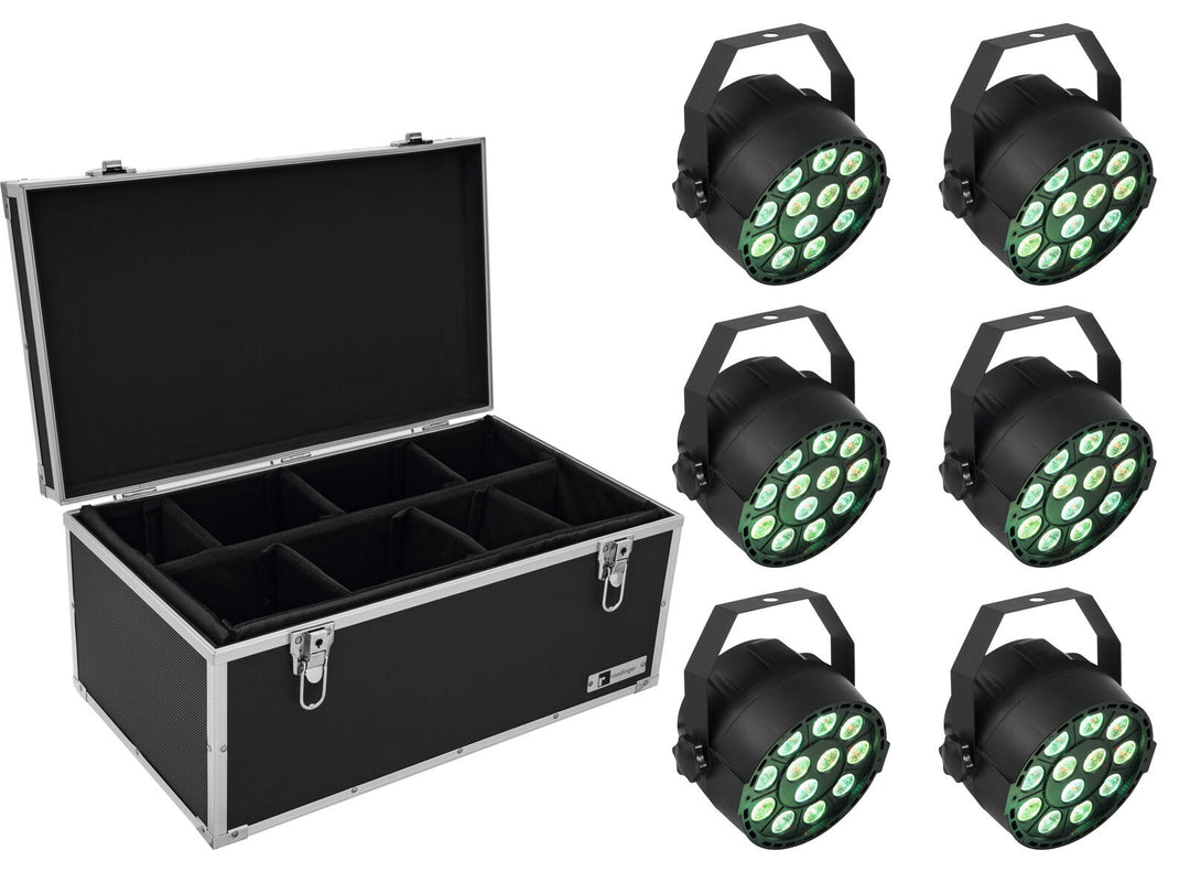 EUROLITE sett 6x LED PARty TCL-spot + koffert TDV-1