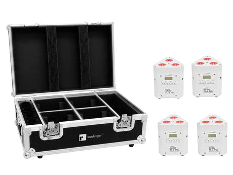 EUROLITE-sett 4x AKKU TL-3 TCL hvit + case med ladefunksjon