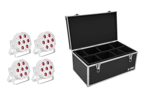 EUROLITE Sett med 4x LED SLS-7 HCL Floor white + koffert