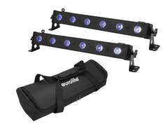 EUROLITE sett med 2x LED BAR-6 QCL RGB+UV-lister + myk bag