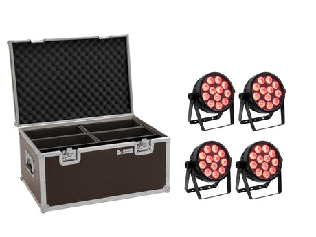EUROLITE-sett 4x LED 7C-12 Silent Slim Spot + etui