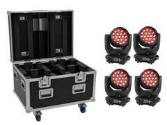 EUROLITE Set 4x LED TMH-X4 Moving Head Wash Zoom + EU Case med hjul
