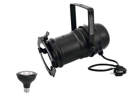 EUROLITE sett PAR-30 Spot svart + PAR-30 230V COB 12W E-27 LED 1800-3000K dim2warm