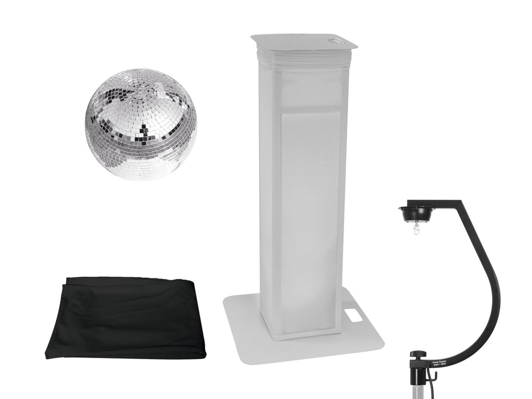 EUROLITE Set speilkule 30 cm med variabelt scenestativ + Cover Black