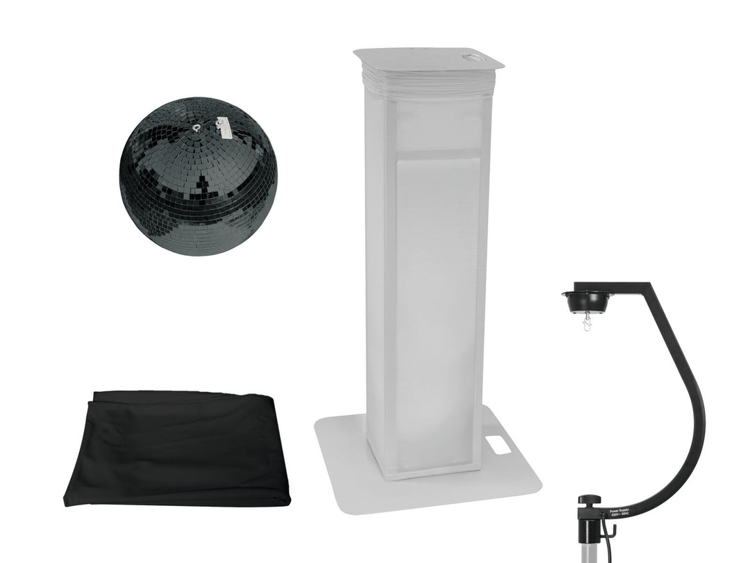 EUROLITE sett speilkule 30 cm svart med variabelt scenestativ + svart trekk