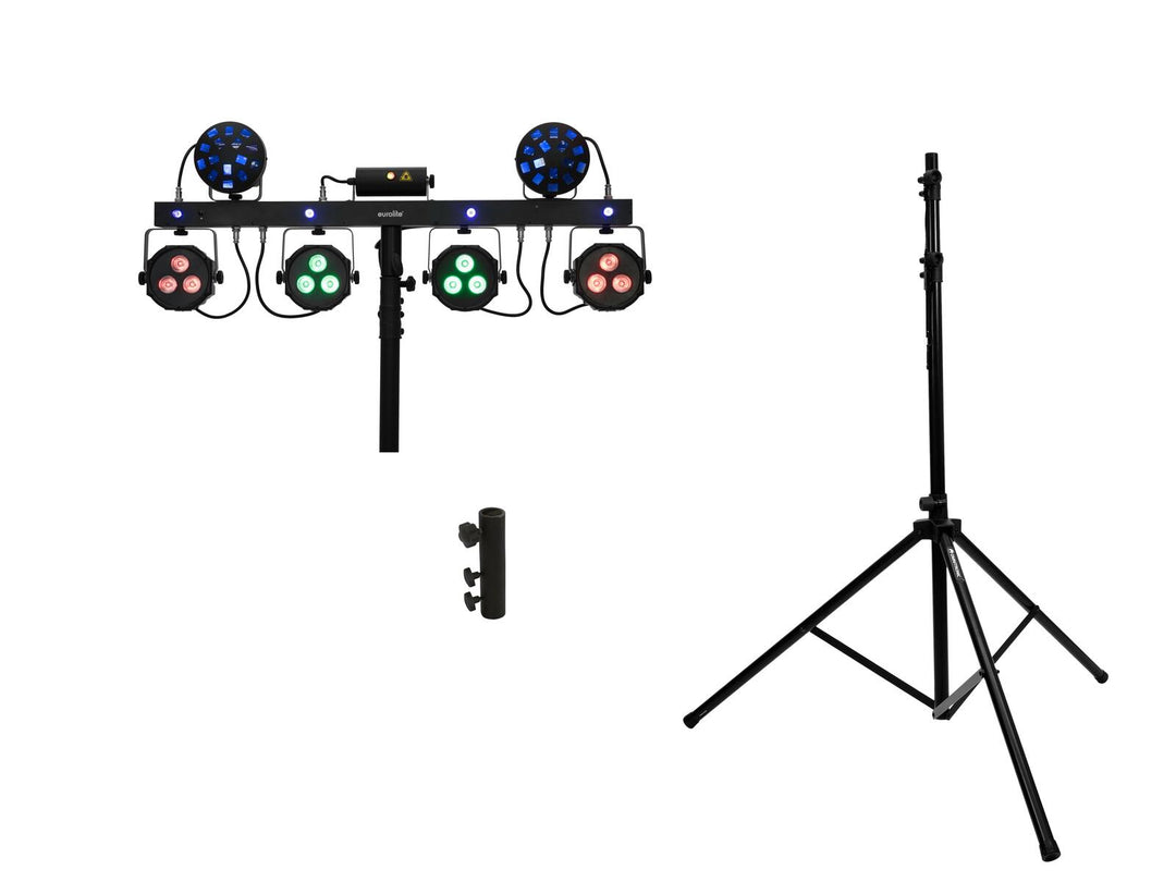 EUROLITE sett LED KLS Laser Bar Next FX Light Set + M-4 høyttalerstativsystem