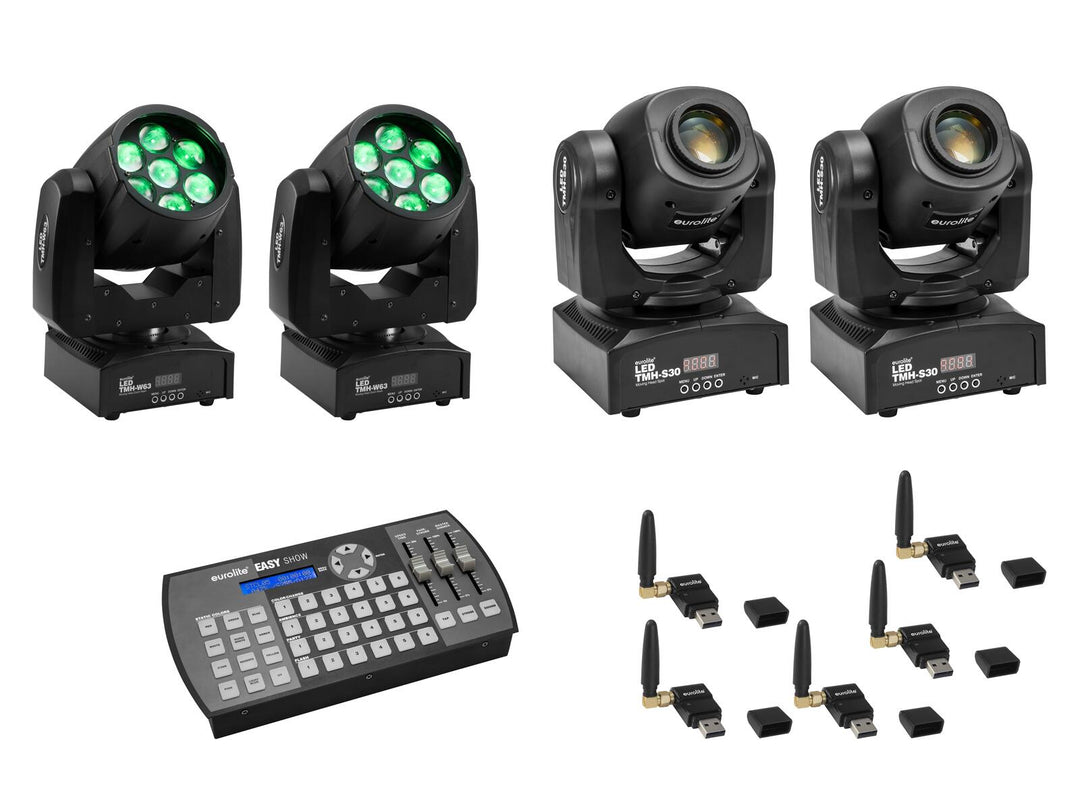 EUROLITE sett 2x LED TMH-W63 + 2x LED TMH-S30 + USB QuickDMX + Easy Show