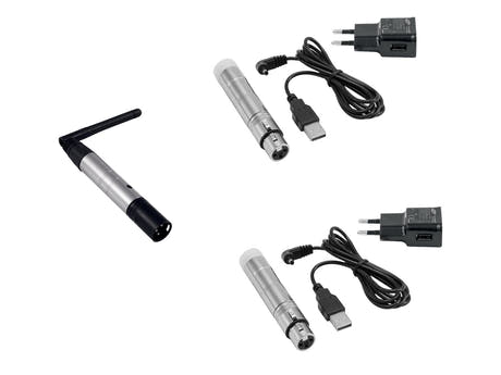 EUROLITE Sett QuickDMX 1x Transmitter + 2x AKKU Receiver