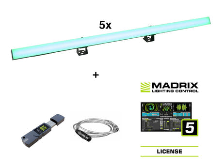 EUROLITE Set 5x LED PR-100/32 Pixel DMX-skinne + Madrix-programvare