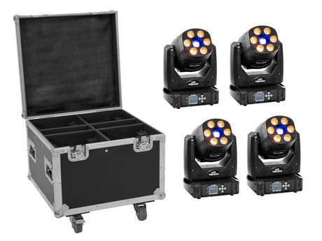 EUROLITE sett med 4x LED TMH-H90 + koffert med hjul