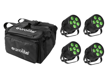 EUROLITE Sett 4x LED Silent Par 6 QCL Floor bk + Soft Bag