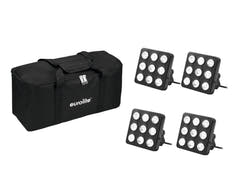 EUROLITE-sett 4x LED Party Panel RGB+UV + myk veske