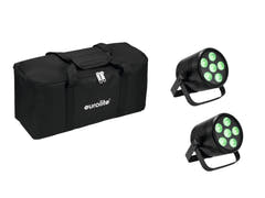 EUROLITE sett 2x AKKU PAR 6 QCL + myk bag