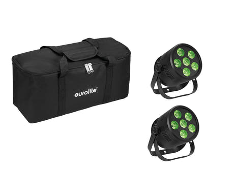 EUROLITE Sett 2x LED Silent Par 6 QCL floor bk + Soft Bag