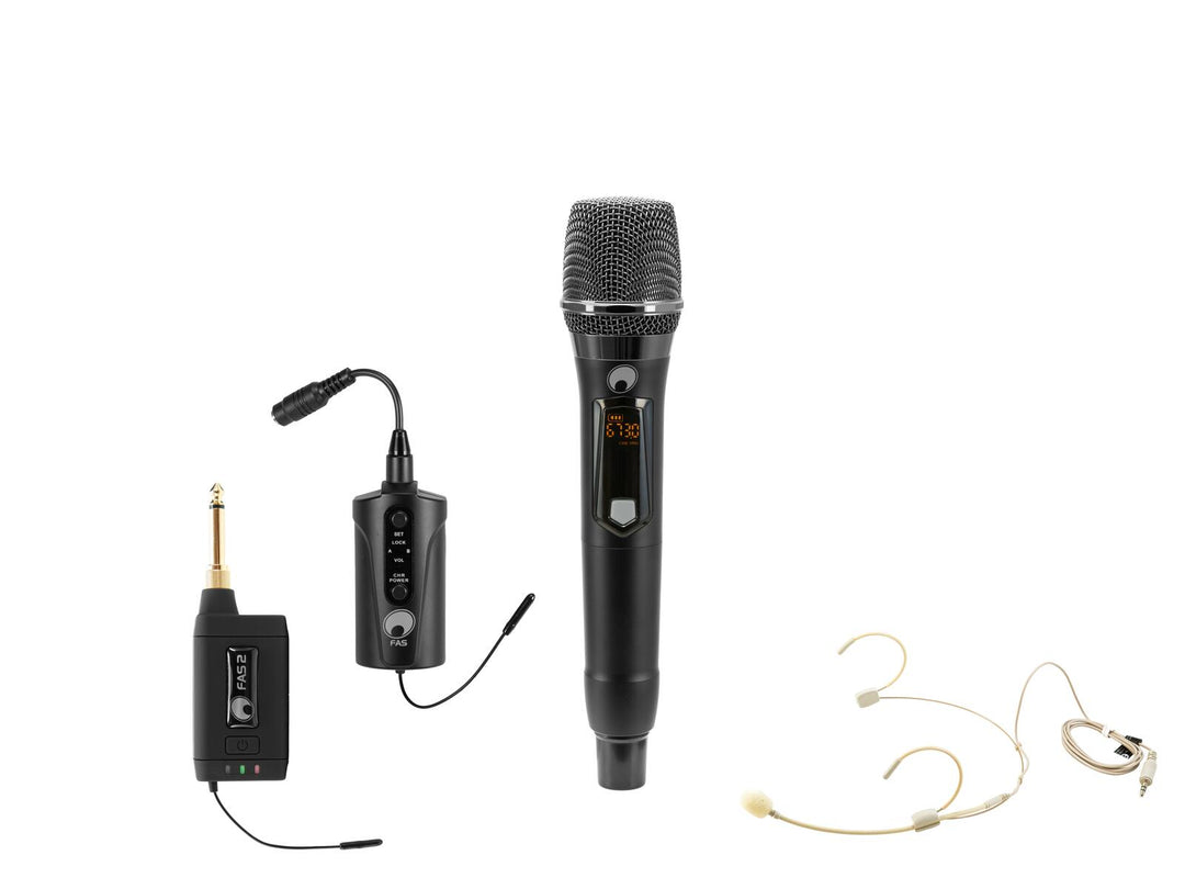 OMNITRONIC sett FAS TWO + dynamisk trådløs mikrofon + BP + headset 660-690MHz