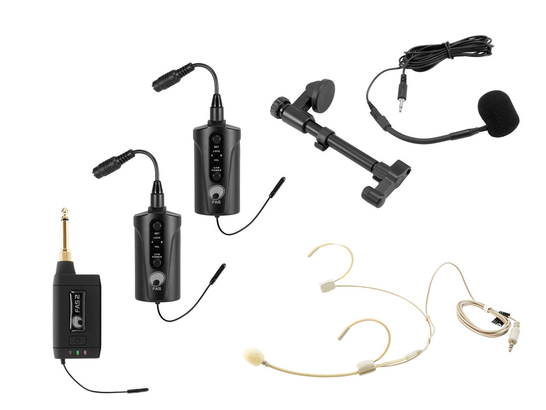 OMNITRONIC Set FAS TWO + 2x BP + headset + mikrofon for akustisk gitar 660-690MHz