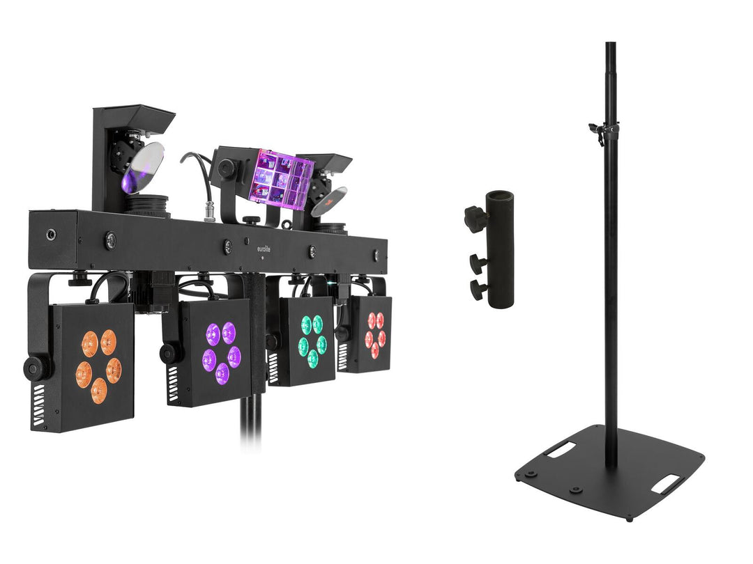 EUROLITE Set LED KLS Scan Pro Next FX Compact Light Set + BPS-3 Loudspeaker Stativ black
