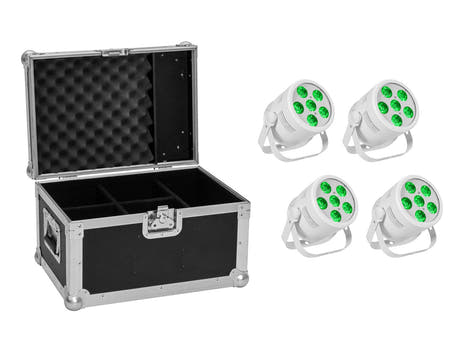 EUROLITE Set 4x LED Silent PAR 6 QCL gulv wh + etui
