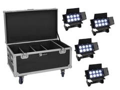 EUROLITE sett 4x Multiflood IP 8x10W RGBW Wash + koffert