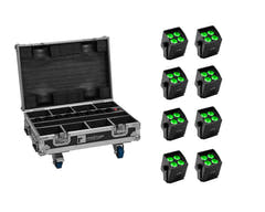 EUROLITE set 8x AKKU Mini IP UP-4 QCL Spot MK2 + etui med ladefunksjon