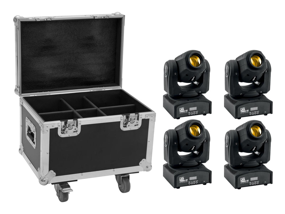 EUROLITE Sett med 4x LED TMH-17 Spot + kasse med hjul