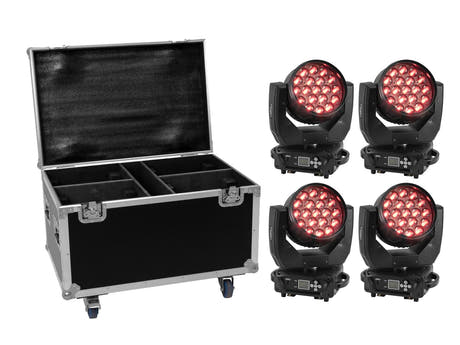 EUROLITE sett med 4x LED TMH-X4 + koffert med hjul