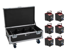 EUROLITE Set 6x AKKU UP-4 QCL Spot QuickDMX MK2 + Flightcase med hjul og ladefunksjon