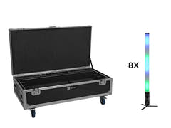 EUROLITE Set 8x AKKU IP Pixel Tube 360° PRO CRMX + Flightcase med hjul og ladefunksjon