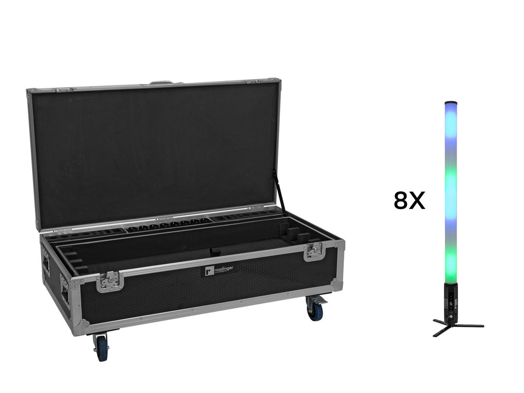 EUROLITE Set 8x AKKU IP Pixel Tube 360° PRO CRMX + Flightcase med hjul og ladefunksjon