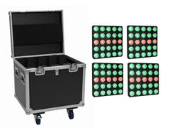 EUROLITE set 4x LED Pixel Matrix Panel 5x5 RGB/WW + flightcase med hjul