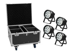 EUROLITE Sett med 4x LED IP PAR 14x10W HCL + transportkasse