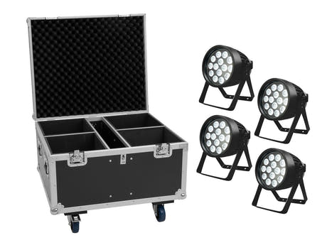 EUROLITE Sett med 4x LED IP PAR 14x10W HCL + transportkasse