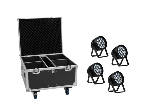 EUROLITE Set 4x AKKU IP PAR 14 HCL QuickDMX + flightcase