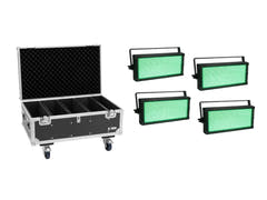 EUROLITE sett med 4x LED Strobe SMD PRO 864 DMX RGB + flightkoffert