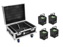 EUROLITE Set 4x AKKU IP UP-4 QCL Spot QuickDMX MK2 + Flightcase med hjul og ladefunksjon