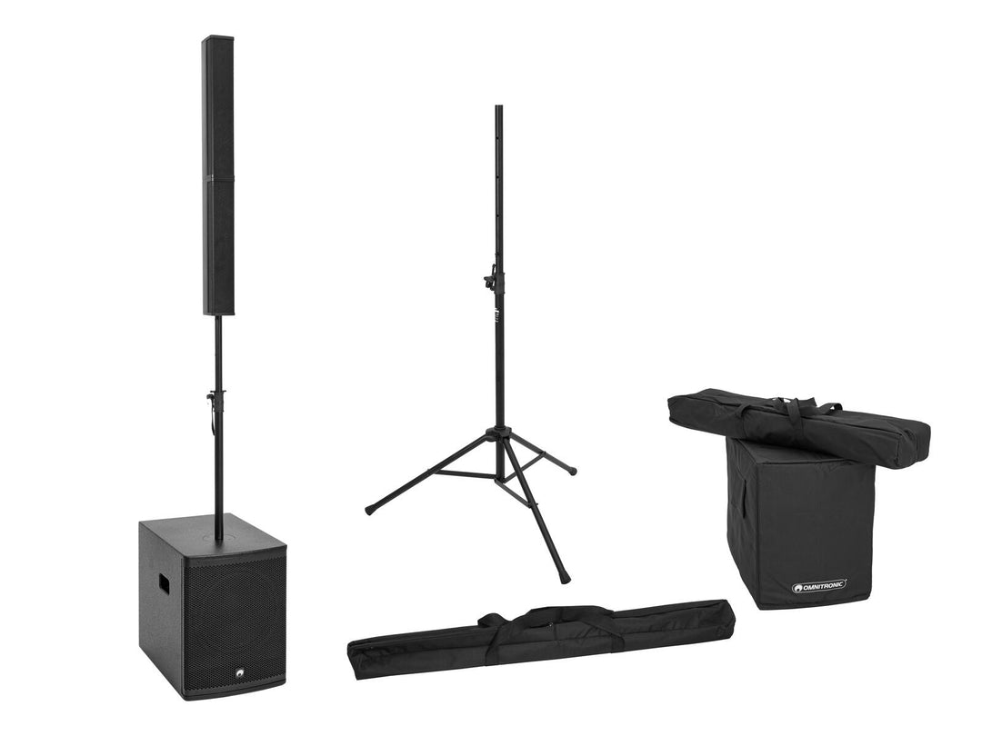 OMNITRONIC set ROD-1283 aktivt søylehøyttalersystem + høyttalerstativ + cover set